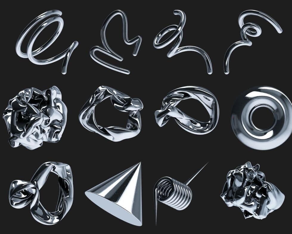 Abstract 3D Metallic Shapes